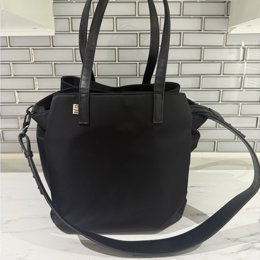 BEIS Black Tote Bag with Shoulder Strap